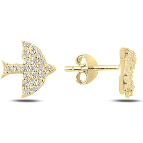 Silver 925 Sterling Bird Zircon Stone Earrings