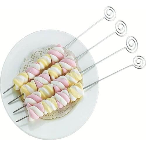 Stainless Steel BBQ Skewers Cofiring Meat Fork Circle Handle Skewer Long Grill Sticks Outdoor Camping BBQ Tools 10pcs 30cm/35cm