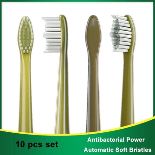 10pcs ROAMAN T10/T10S/T3/T5 Toothbrush Replacement Head Heads Suitable for Avocado Green Precision Clean Brush Head