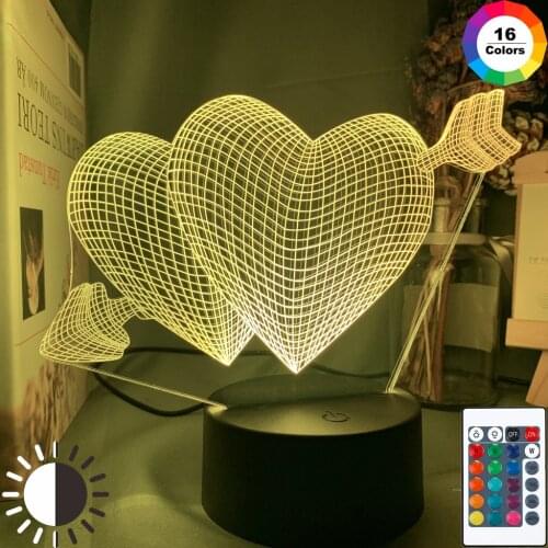 An Arrow Thrills Through Two Hearts Led Night Light for Girls Bedroom Decor Unique Gift for Her Wedding Mall Gift Ideas 3d Lamp