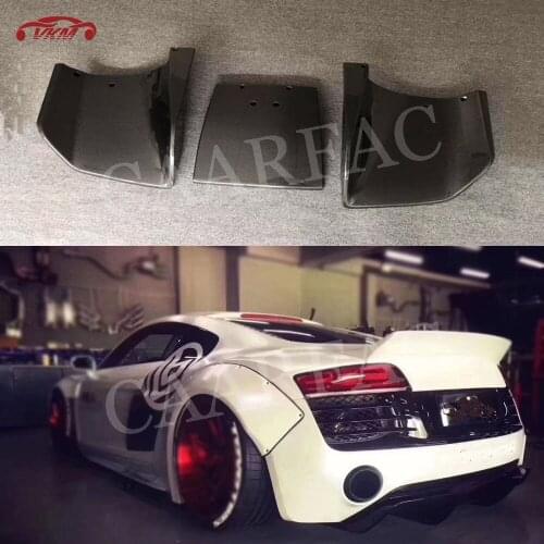 3 PCS Carbon Fiber Rear Diffuser Lip Splitters Aprons for Audi R8 V8 V10 2013 - 2016 FRP Car Bumper Guard Plate Spoiler