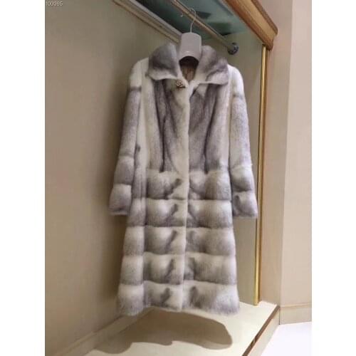 2019 new women natural real mink fur coat long outwear
