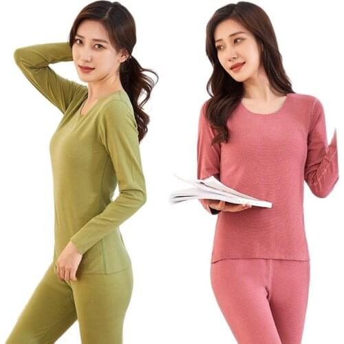 Womens Thermal Underwear Autumn and Winter Set Female Womens Thermo Underwear Warm Pajamas Largo Johns Plus Velvet Pajama Suit