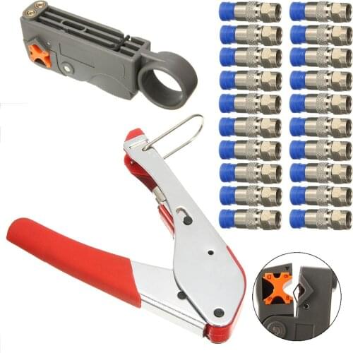 1 Set 15cm Coax Compression Clamp F-types Connectors Carbon Steel & Plastic Compatible Wire Strip Pliers Hand Tools Accessories