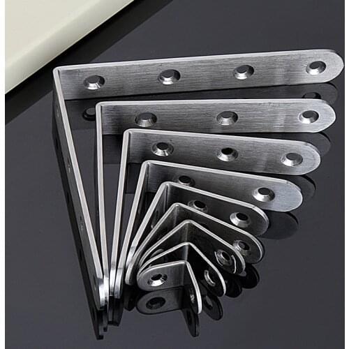 10Ppcs/set Stainless Steel Angle Corner Brackets Fasteners Protector Size Corner Stand Supporting Furniture Hardware Tool