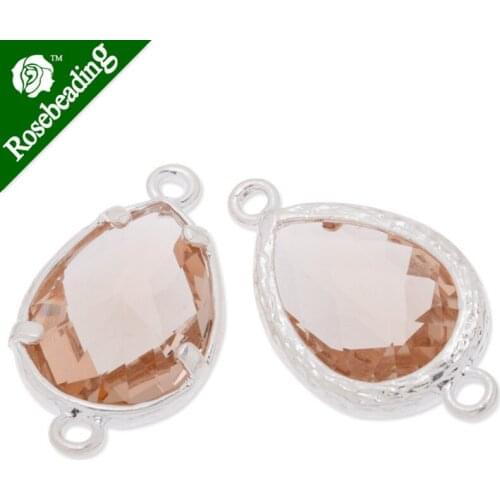 11.5x21mm framed glass,metal framed glass,Faceted glass,champagne,connectors,gemstone bezel,Sold 5pcs/lot-C3631