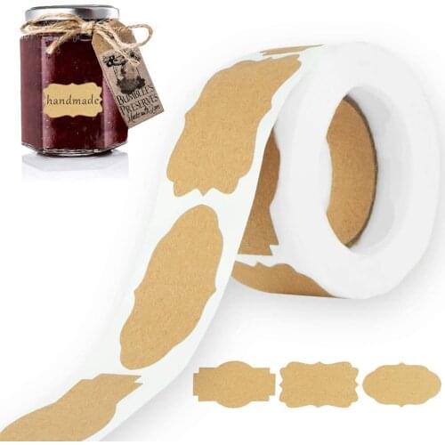 250Pcs Kraft Stickers Blank Jar Labels Gift Stickers Handmade Gifts Decoration, Mason Jars and Food Jars