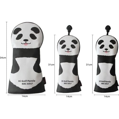 3Pcs Golf Club Headcover Cute Panda Golf Wood Club Heads Cover Cartoon Animal #1 #3 #5 PU Leather Waterproof Headcover Protector