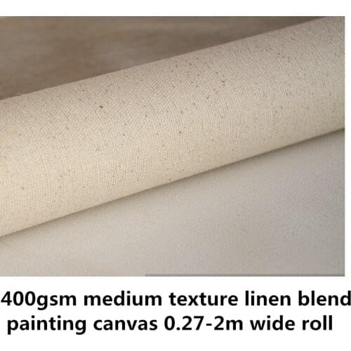Acid Free Acrylic Priming 400gsm linen blend medium texture painting canvas 5 meters long roll