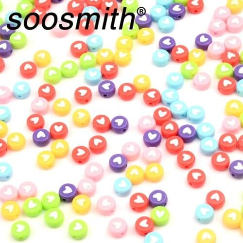 Acrylic Beads Colorful Cute Love Loose Beads Women Making Handmade Decorations For Jewelry Making DIY Accessorie Wholesale