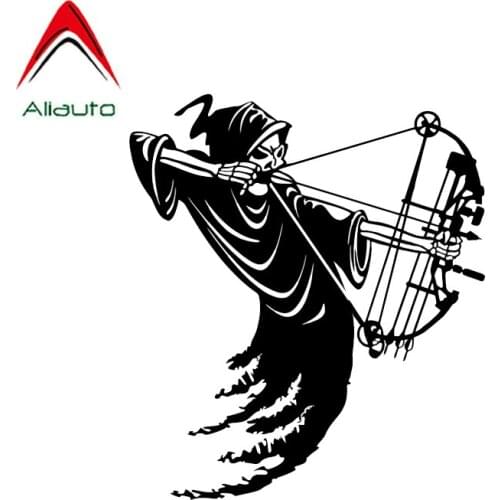 Aliauto Personality Car Sticker Skull Reaper Bow Arrow Hunter Automobiles Accessories PVC Decal for Smart Suzuki Opel,16cm*14cm