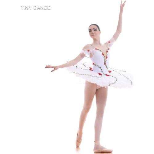 Off-Shoulder White Professional Ballet Pancake Tutu Costume Ballerina Dress Pleated Tutus Solo Costume BLL039