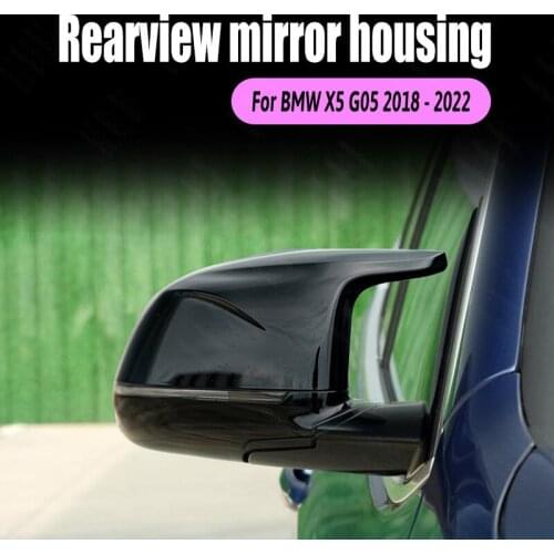 Side 2pcs Painted Glossy Black Replacement M Style Rearview Mirror Cover Caps for BMW X5 G05 2018 2019 2020 2021 2022