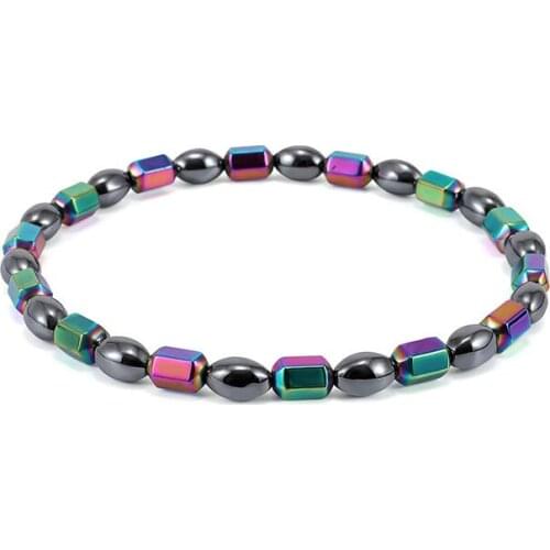 Handmade Weight Loss Black Stone Magnetic Therapy Anklets Healthcare Biomagnetism Magnetic Bracelet For Women Men Jewelry