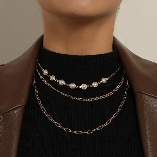 Imitation Pearls Chain Necklace for Women Clavicle Chains Gold Silver Color 2021 Fashion Jewelry Short Necklaces Female Simple