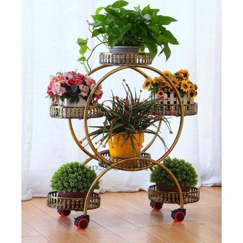 Balcony Flower Shelf Indoor Multi-storey Iron Art Living Room Household Furniture Shelf Multi-flesh Green Radish Flower Pot