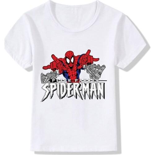 Marvel Spiderman Kids T-Shirt Fashion Summer Characters Printing T Shirt The Avenger Clothes Tops Baby Boys Girls Costume Tees