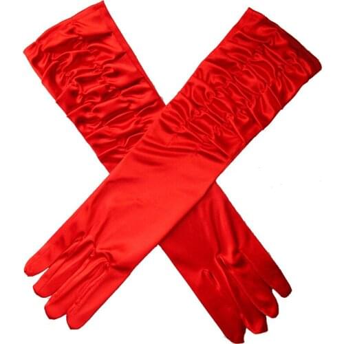 Long Satin Gloves Length Bride Wedding Mittens For Banquet Performance Opera Party Halloween Prom Girl Women Female