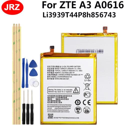 Li3939T44P8h856743 Battery 3900mAh Mobile Phone Replacement Batteria Batterie For ZTE A3 A0616 Accumulator AKKU+TOOLS