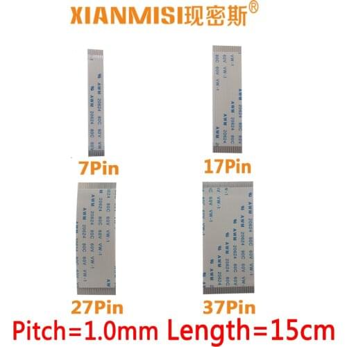 FFC/FPC Flat Flex Ribbon Cable 7Pin 17Pin 27Pin 37Pin Same Side 1.0mm Pitch AWM VW-1 20624 20798 80C 60V Length 15cm 5PCS