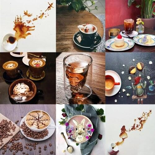 2021 5D Diy Coffee Wallpaper Picture Brand New Square/Round Diamond Mosaic Landscape Embroidery Diamond Painting Home Decor
