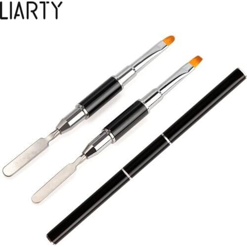 2 in 1 Multifunction Double Head Nail Brush Draw Manicure Nail Tool Gel Brush for Nail Manicure UV Gel Drawing Painting Brush