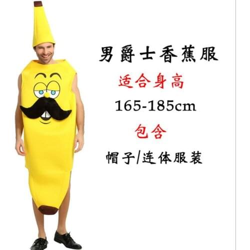 Wholesale 10sets/lot Mr. Banana Mens Womens Fancy Dress Food Fruit Stag Party Jumpsuit Adults Costume Outfit