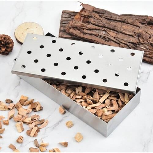 Stainless Steel Smoker BOX BBQ Kitchen Tools Barbecue Cooking Utensil Apple Wood Smoke Box Grill for Bacon Fish Outdoor Picnic
