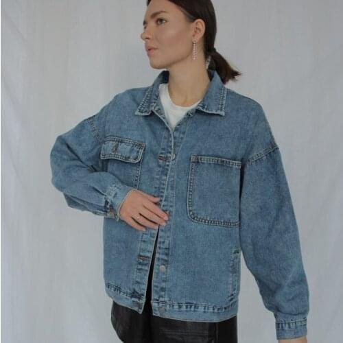 Jean Jacket Women Clothes Oversized Jeans Denim Coat Korean Coats Spring Fall 2021 New Jackets for Women Solid Casual