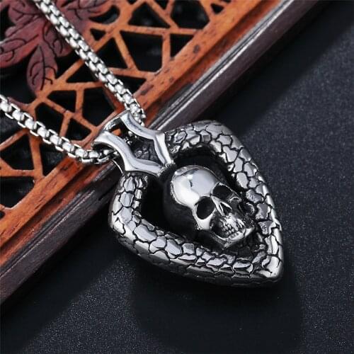 Skeleton & Skull Necklaces Pendants Mens Gothic Punk Male Gold Color Biker joyas Stainless Steel Chains Necklace For Men Jewelry