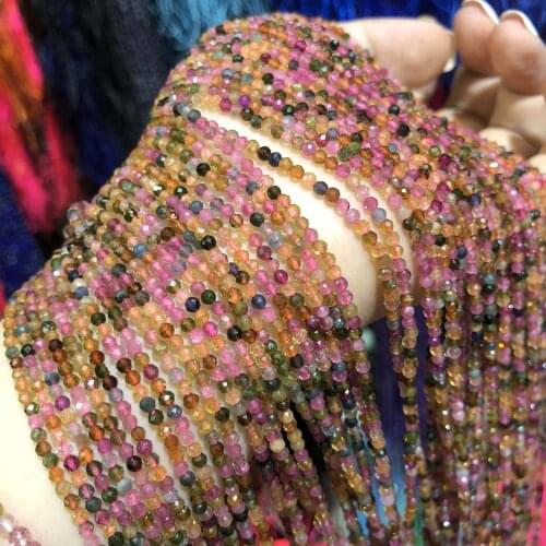 Natural Semi Precious Stone Mini Beads Super Transdermal Tourmalines Section For DIY Making Chain 38CM