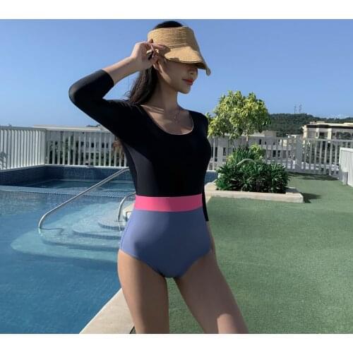 2021 New Korean Sexy One Piece Swimsuit Women Push Up Padded High Waist Beachwear Solid Cut Out Swimwear Monokini