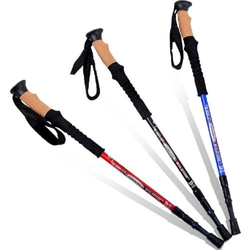 New 3 Color Trekking Ski Snow Snowboard pole Walking Stick Adjustable Telescopic Hiking Alpenstock Carbon Fiber Climbing Outdoor