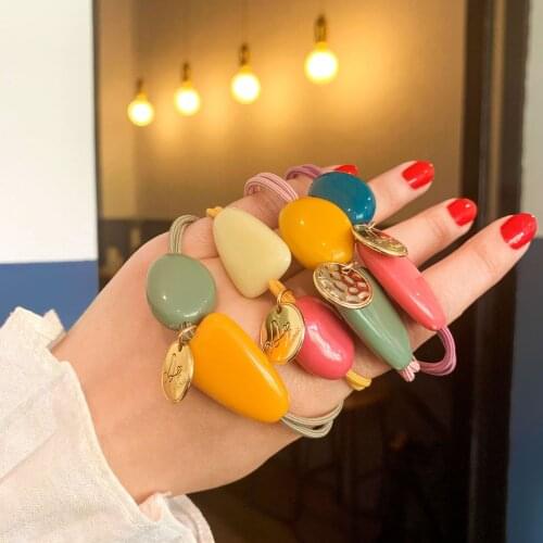 New spring and summer vitality candy color ball stone hair rope ponytail meat scalp jewelry accessories wholesale