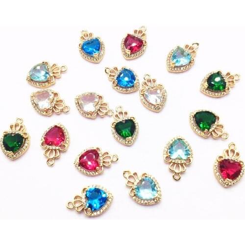 New arrival! 18x11mm 50pcs Crystal/Cubic Zirconia Heart shape charm for Earrings DIY parts,Jewelry Findings & Components