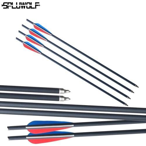 60 PCS 13.5"16"17"18"20" Hunting Crossbow Bolts Carbon Arrows With 8.8mm Shaft 4" Feather