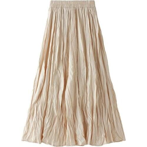 Autumn Pleated Skirt Women Winter A-line Long Black Skirts Female Wrinkled Winter Skirt Women With Lining