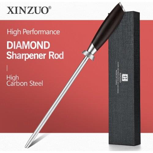 XINZUO Professional Carbon Steel Knife Diamond Sharpener Rod Durable Knife Grinder Knives Tools Sharpening Stick Knife Blades