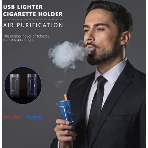 USB Lighter Cigarette Holder with Air Purification Function Dust-proof Cigarette Cover Car Ashes Organizer Smoking Accessories