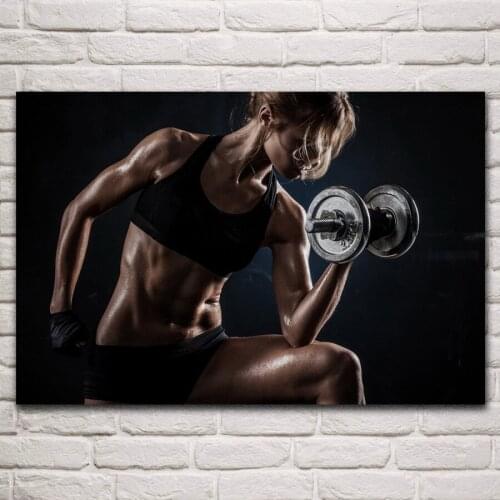 Fitness Sports exercising women in bras gym workout artwork living room home wall art decor wood frame fabric posters YR304