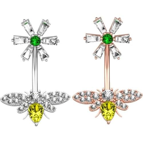 Woman Body Belly Button Piercing Stainless Steel Rhinestone Cartoon Animal Bee Accessories Goth Punk Women Piercings Jewelry