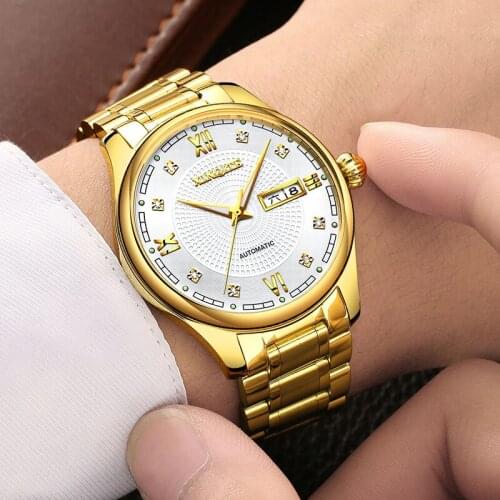 XINQITE Gold Man watch 2019 brand luxury Mechanic Watches Stainless Steel Waterproof Automatic Watch mechanical watch