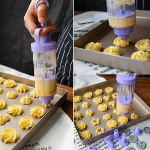 1SET Biscuit Cookie Maker Pump- Press Cake Decorating Kitchen Mold Cookie Tool Cookie Mold Gun Bakeware Tool Set