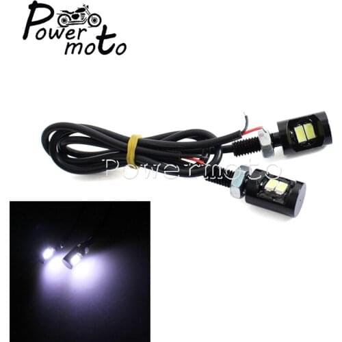White LED License Number Plate Light 2x SMD Turn Signal Tail Light 6mm Bolt Screw Lamp Universal For Honda Suzuki Kawasaki