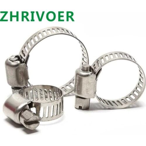 10pcs 304 Stainless Steel Hoop Pipe /lot High Quality Screw Worm Drive Hose C Clamp Clip