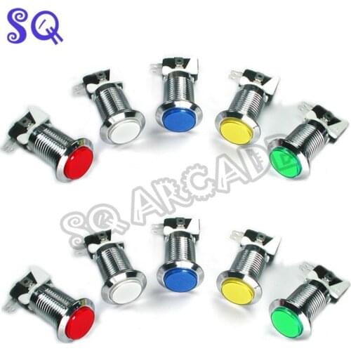 Free shipping 10pcs/lot CHROME Plated illuminated arcade push button 12v LED Arcade Start Push Button with microswitch 50%off