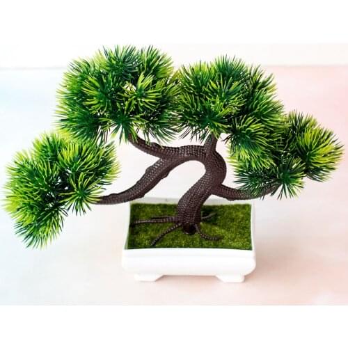 23x28cm 4Forks Grass Ball Green Artificial Pine Tree Potted Bonsai Guest Greeting Small Tree Fake Plants Bonsai Home Party Decor
