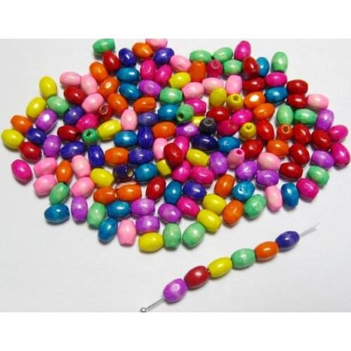 300 Mixed Colour 4X6mm Oval Wood Beads~Wooden fashion jewelry