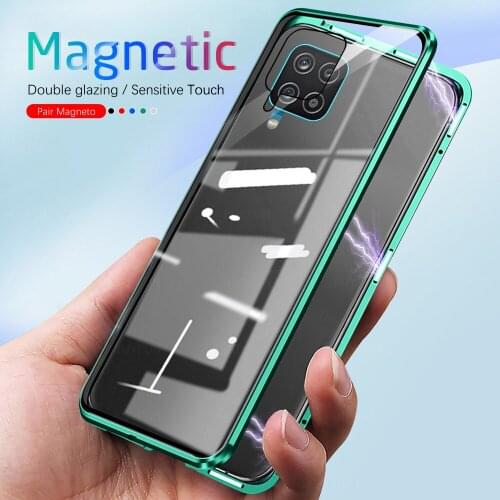 360° Matel Bumper Magentic Flip Case For Samsung Galaxy A22 A 22 2021 SM-A225F/DS 6.4'' Double-side Tempered Glass Protect Coque
