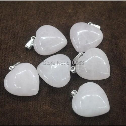 5 Piece/Lot Natural Rosee Quartz Stone Pendant Big Heart Shape Stone Pendant Charms,For Chain Necklace Size 30mm